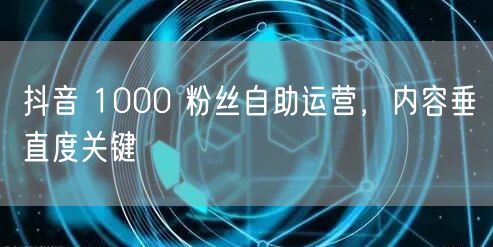 抖音 1000 粉丝自助运营，内容垂直度