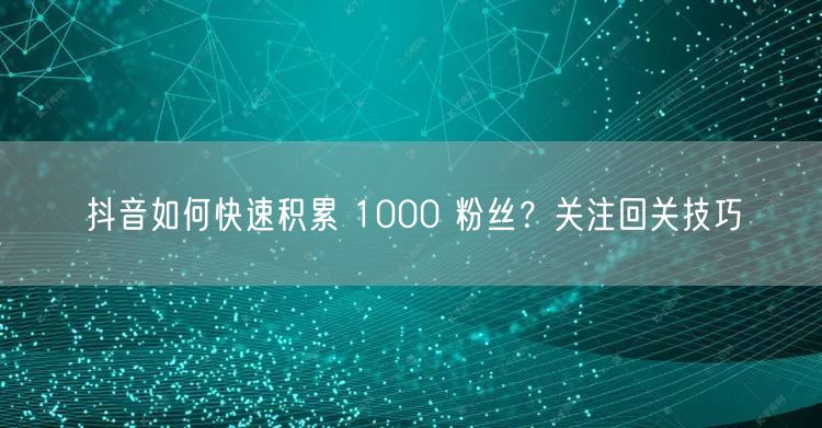 抖音如何快速积累 1000 粉丝？关注回