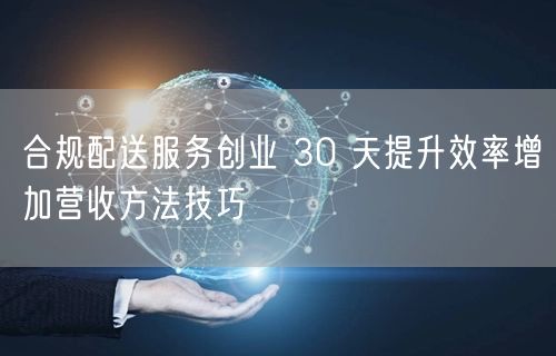 合规配送服务创业 30 天提升效率增加营