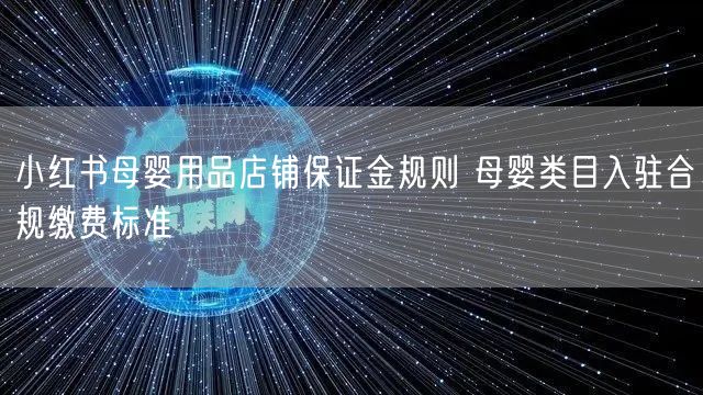 小红书母婴用品店铺保证金规则 母婴类目入