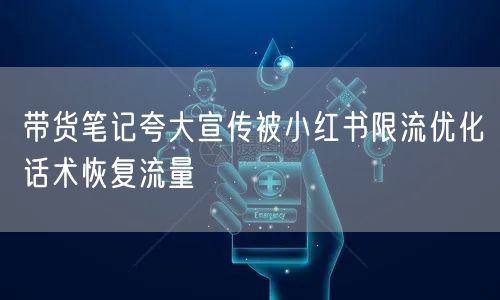 带货笔记夸大宣传被小红书限流优化话术恢复