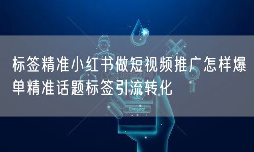 标签精准小红书做短视频推广怎样爆单精准话