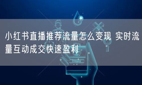 小红书直播推荐流量怎么变现 实时流量互动