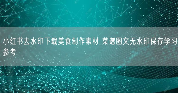小红书去水印下载美食制作素材 菜谱图文无