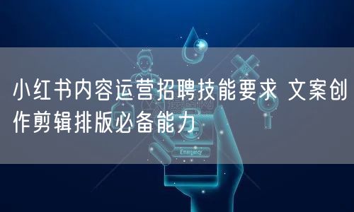小红书内容运营招聘技能要求 文案创作剪辑