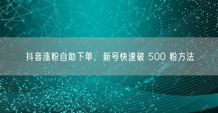 抖音涨粉自助下单，新号快速破 500 粉