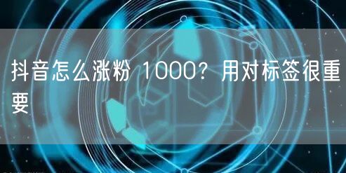 抖音怎么涨粉 1000？用对标签很重要